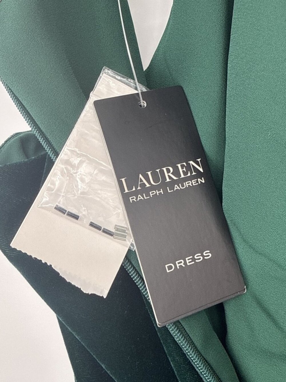 Lauren Ralph Lauren Women Size 14 Green Sleeveless Velvet Beaded Halter Gown NWT - Picture 12 of 14